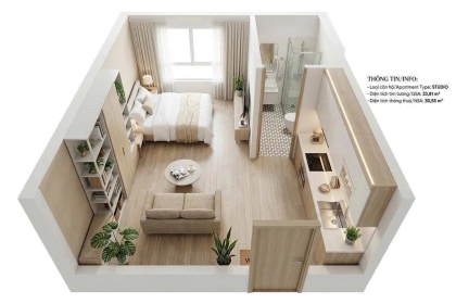 CĂN 1 PHÒNG NGỦ , 1PN + VIEW BIỂN ĐẮC GIÁ - 2 TỶ 328
