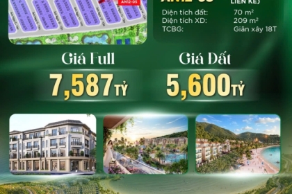 LIỀN KỀ AN12 - 05  PHÂN KHU ĐẢO NGỌC - GIÁ 7 TỶ 587